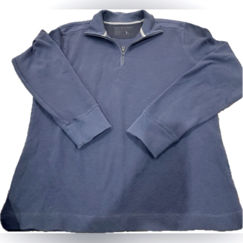 Banana Republic 1/4 Zip Sweater Adult Pullover Mens Size Large Blue waffle‎